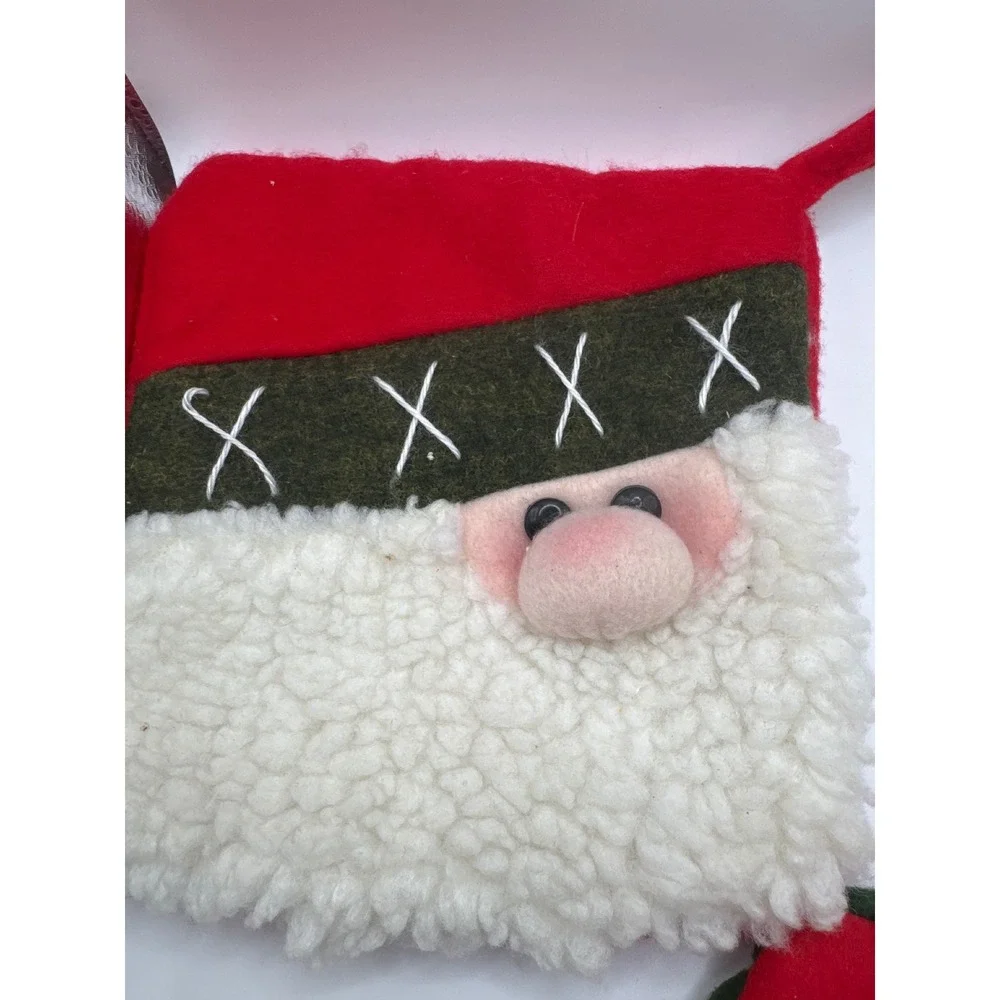 Christmas Pot Holder Set Santa Claus & Reindeer Red Quilted Holiday Kitchen 2pc